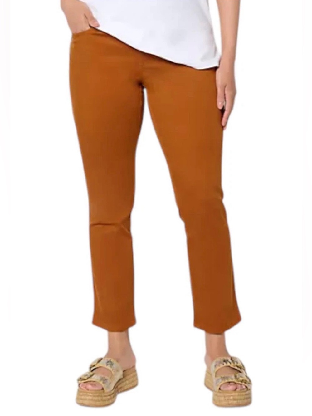 Belle by Kim Gravel TripleLuxe Twill Ankle Pants 14 Whiskey